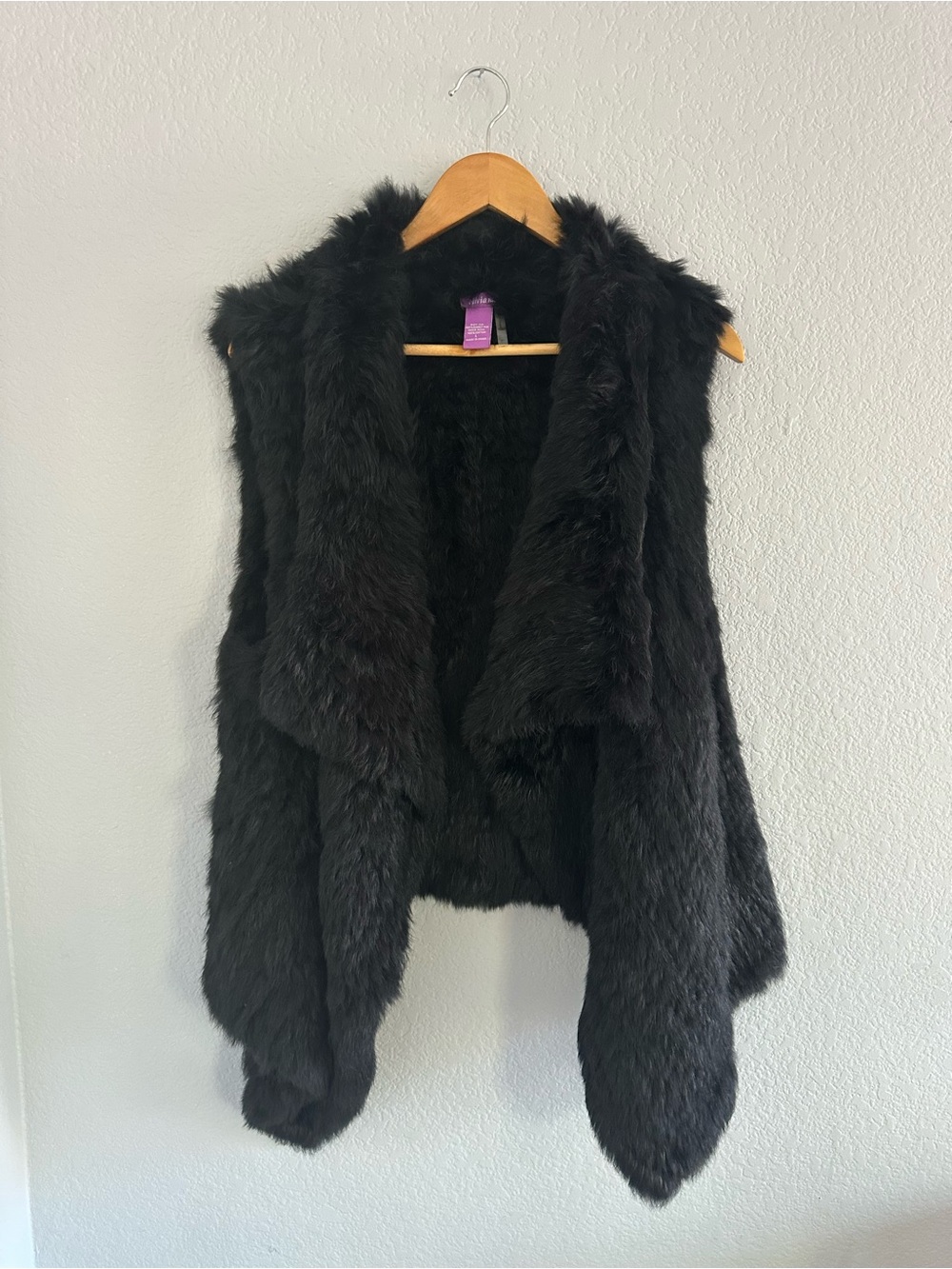 Olivia M. Black 100% Genuine Rabbit Fur Vest Size L